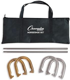 Four Professional Solid Steel Horseshoes with Solid Steel Stakes & Carrying Storage Case