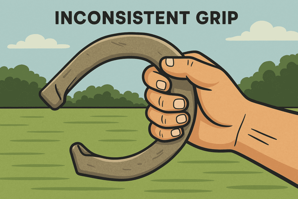 Hold the horseshoe firmly but not tightly