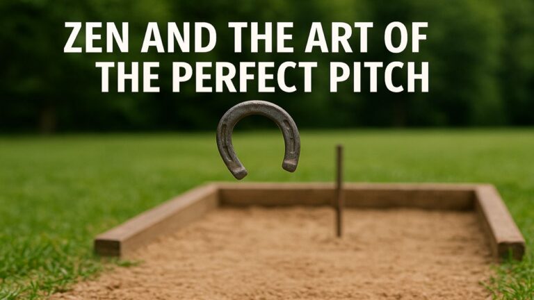 A horseshoe in mid-flight against a soft-focus backyard pit, with the article title displayed clearly on the image.